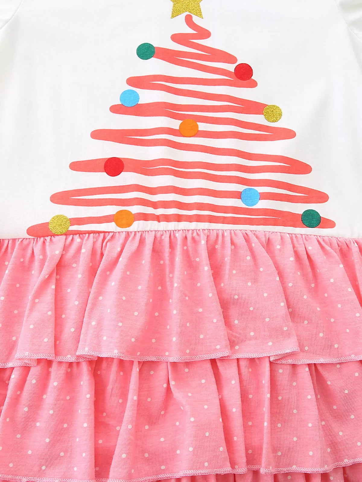 Children's Christmas Tree Ruffle Layered Dress