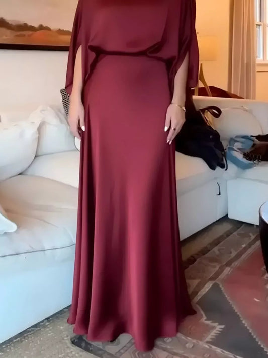 Vestido maxi elegante de talla grande con mangas murciélago