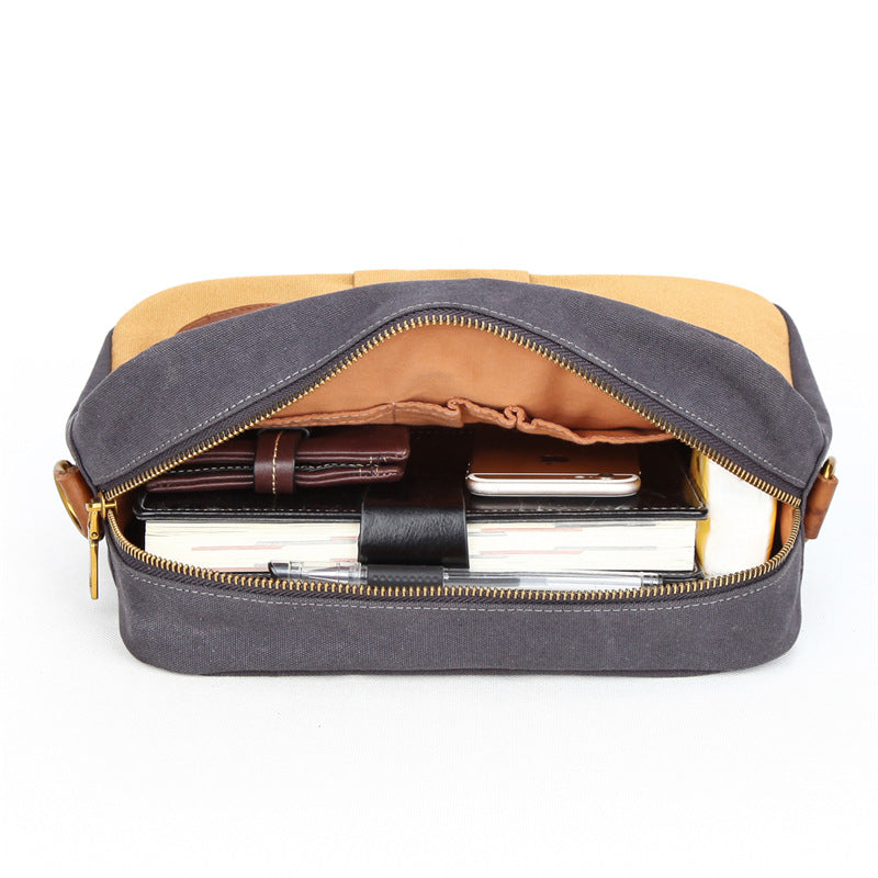 Color Blocked Retro Canvas Crossbody Bag