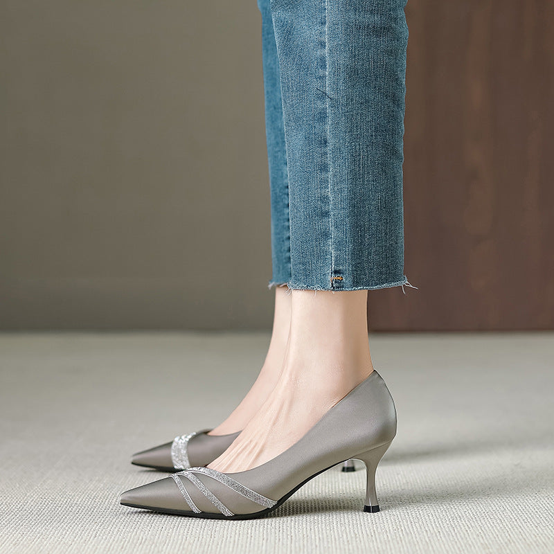 Zapatos de Mujer Elegantes de Tacón de Aguja Puntiagudo
