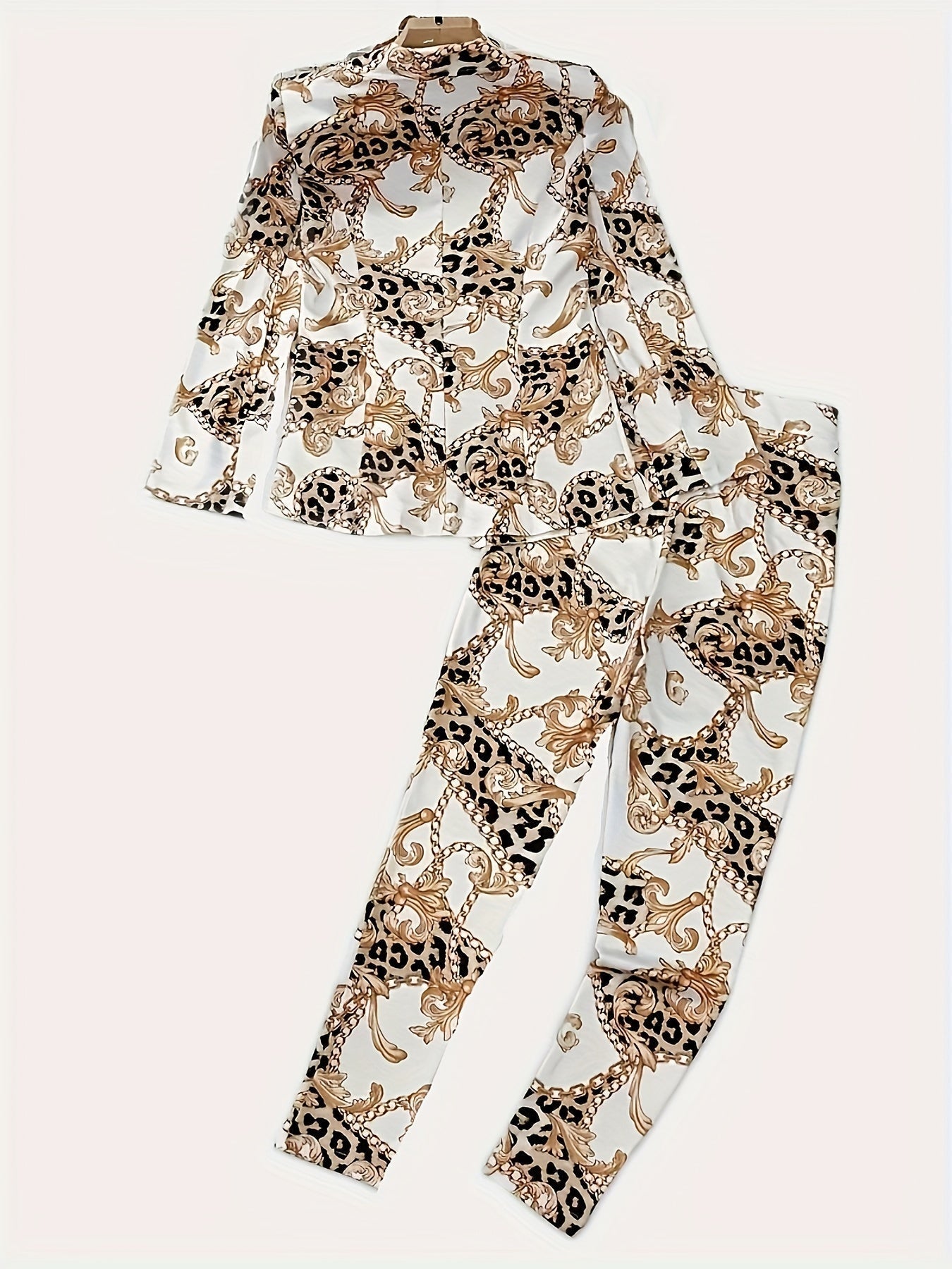 Conjunto de blazer de dos piezas con estampado geométrico
