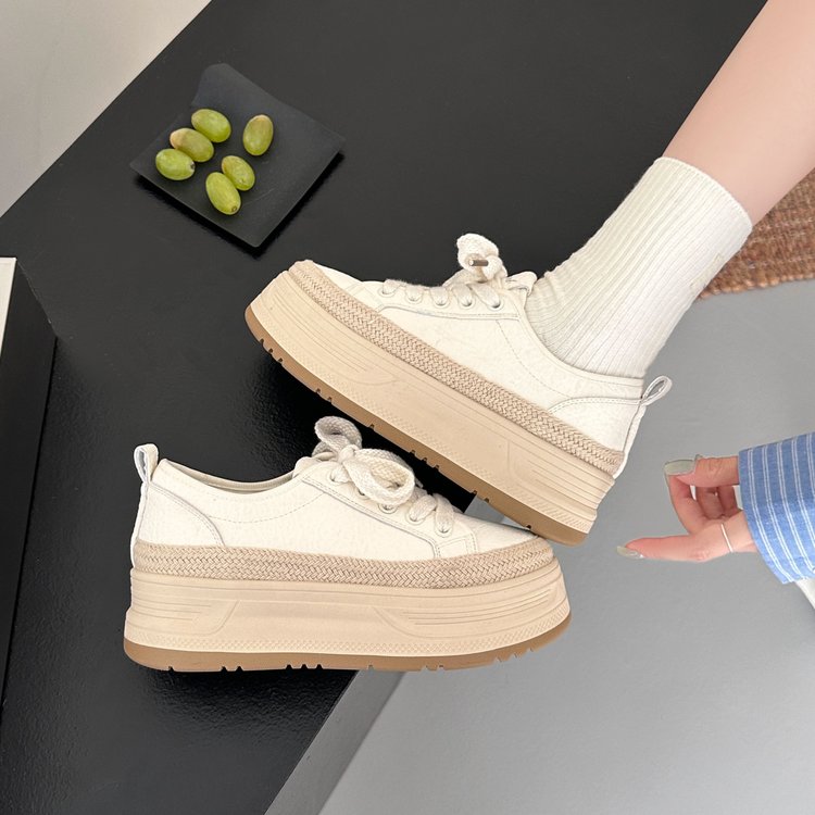 Women Summer New Casual Breathable Fashion Trendy Women Shoes, Thick Sole Biscuit Canvas Shoes