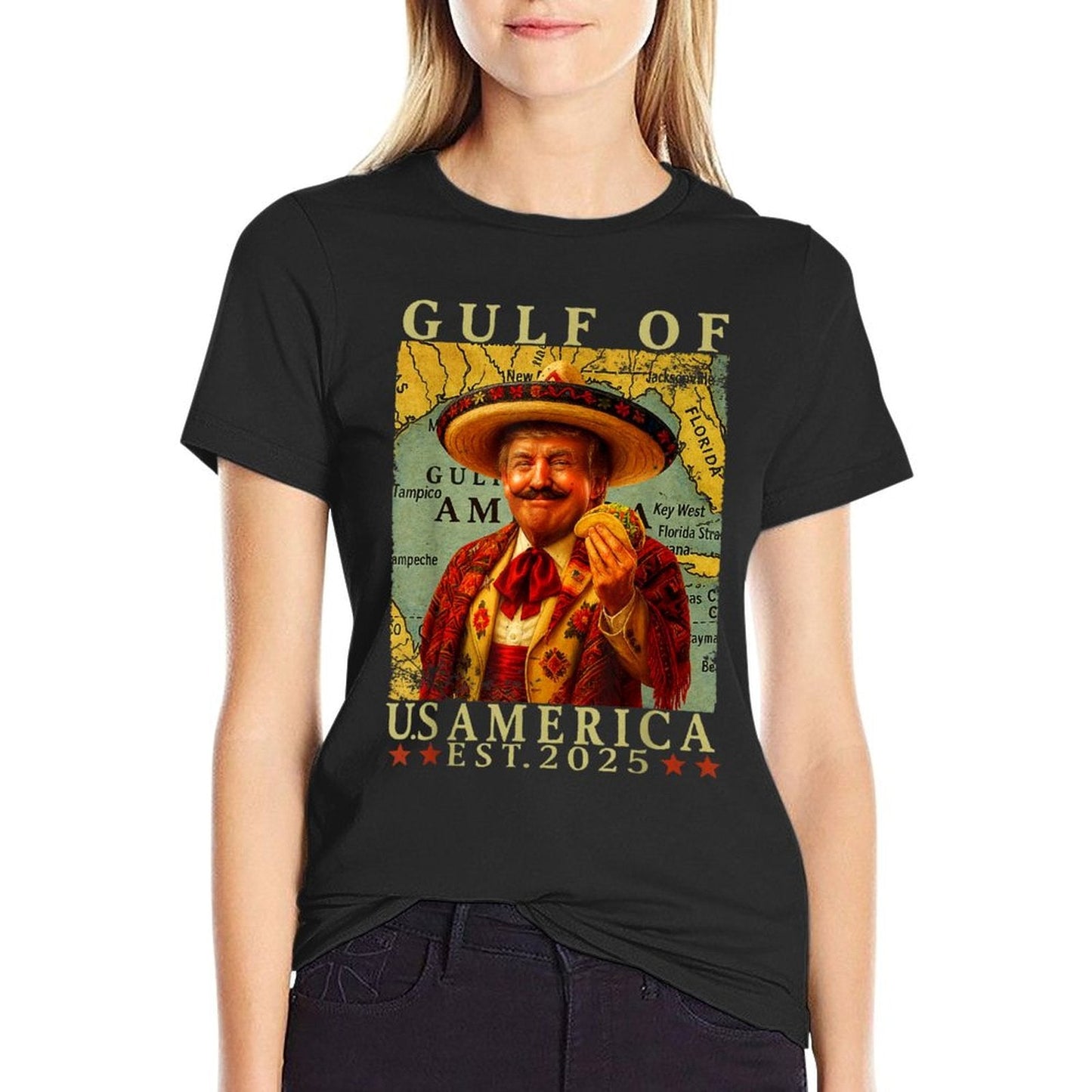Retro Gulf Of USA America Mexico Trump Mexico Taco Funny Affordable Price T-Shirt
