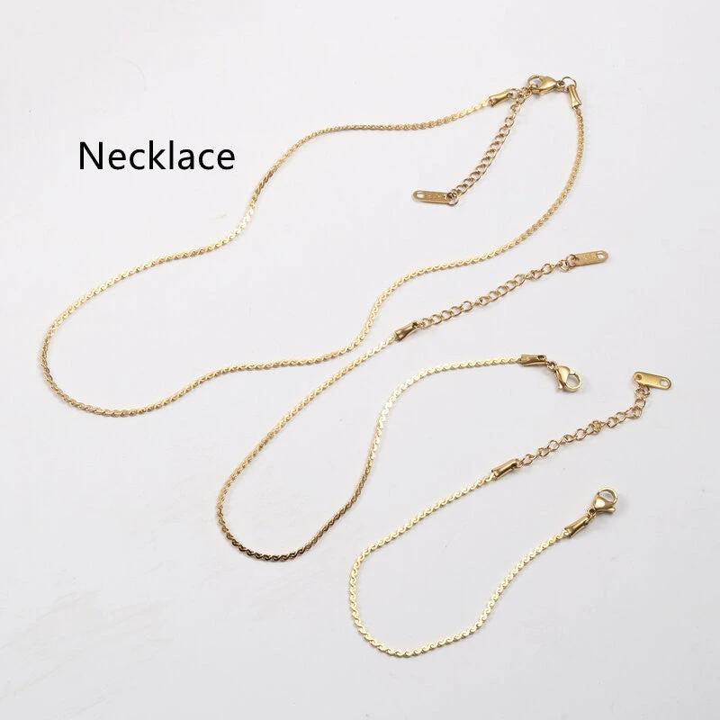 Titanium Steel Gold Plated Necklace Anklet Bracelets set