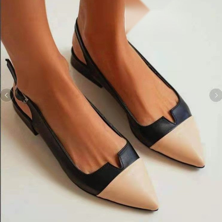 Women's Pointed-Toe Color Block Low-Heel Flats