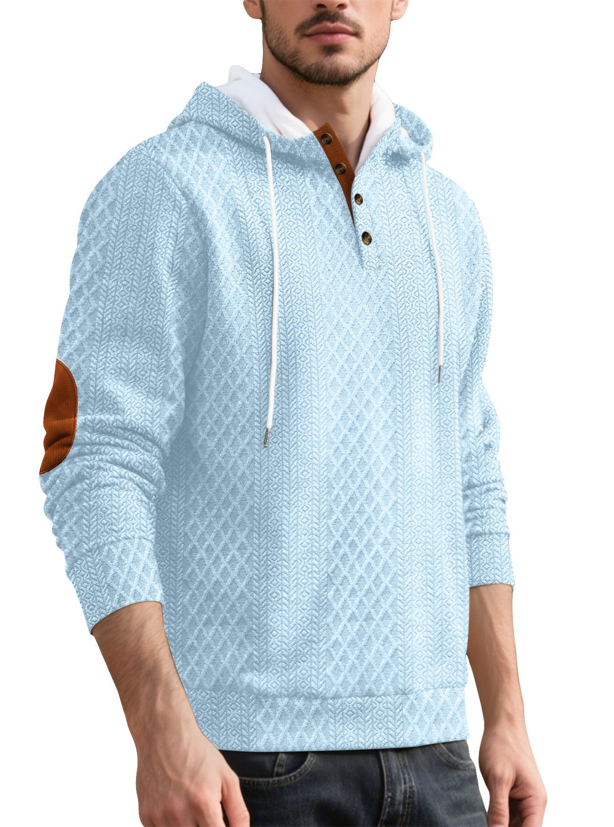 Cross-border European And American Amazon Men's Casual Pullover Jacquard Solid Color Hooded Embroidery Sports Thickened Autumn And Winter Sweats