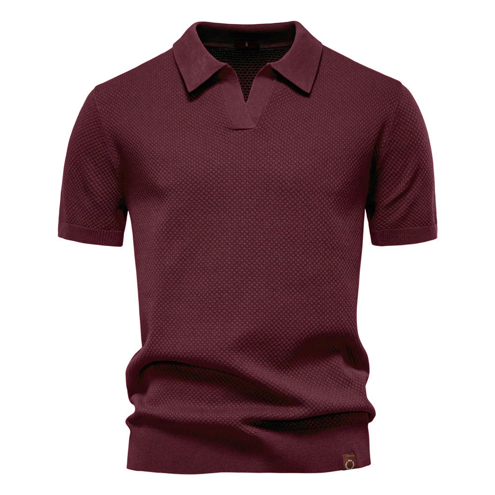 2026Summer High Quality European Size Pineapple Wool Polo Shirt Men's Business Seagull Collar Men's Short Sleeve Sweater Polo