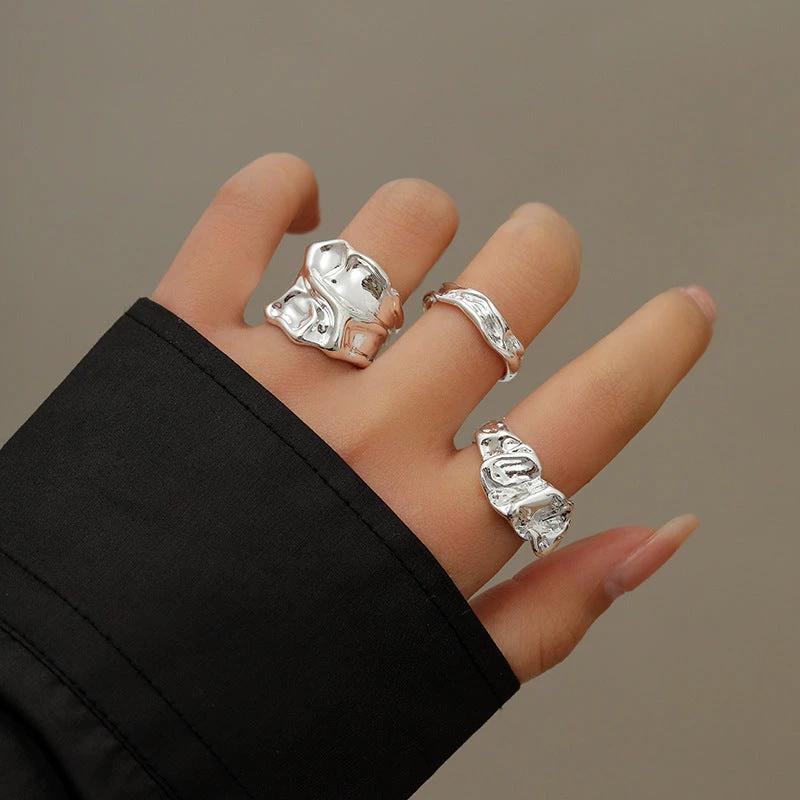 Metal Irregular Lava Bracelet For Women Fashion Special-interest Open-end Polished
