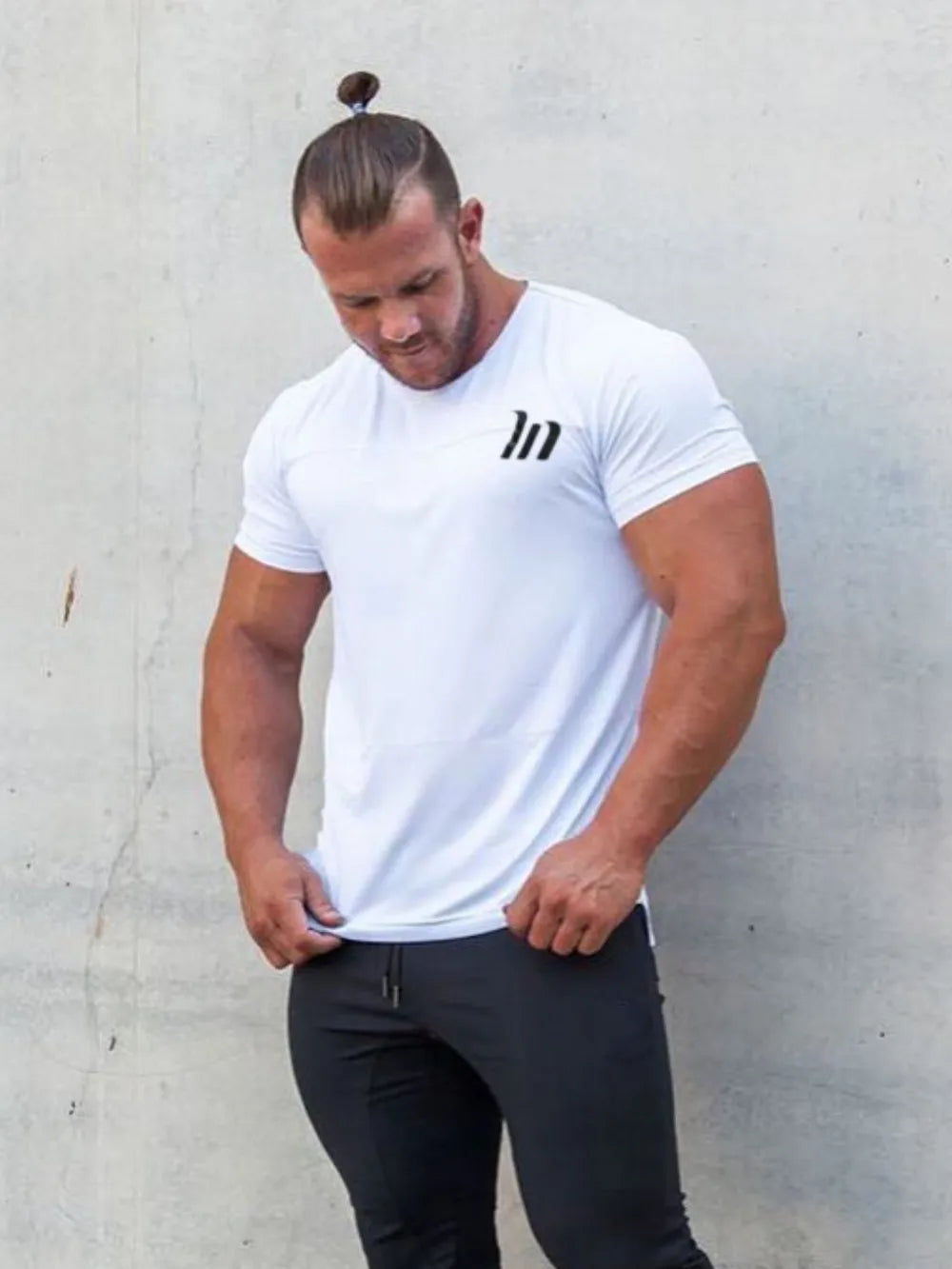 Camiseta de manga corta y cuello redondo de talla grande para hombre