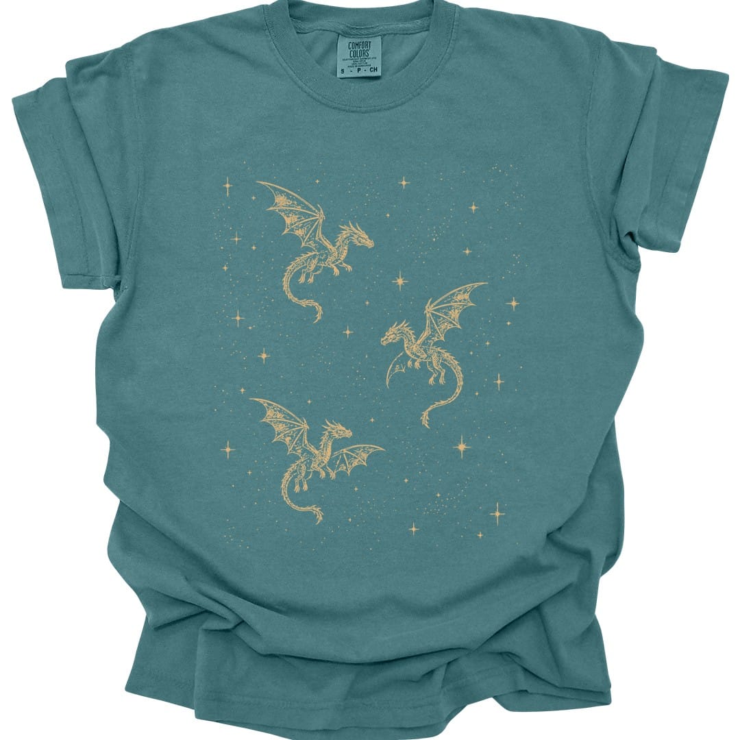 Celestial Dragons and Stars T-shirt - Comfort Colors