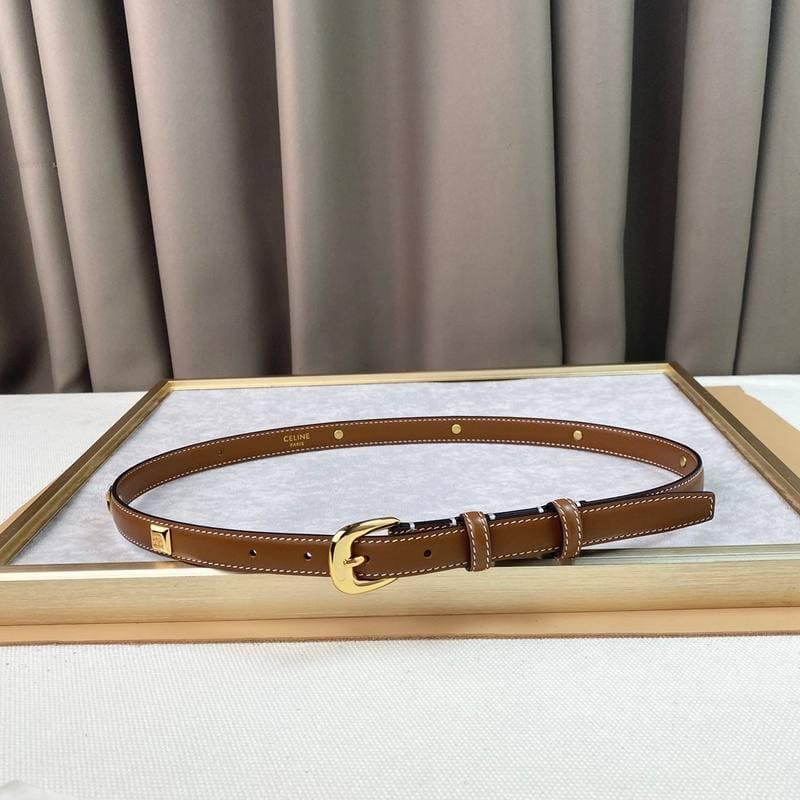 Celine Women Gold Buckle Belt 'Brown'