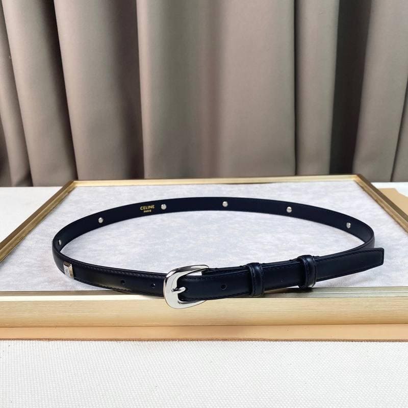 Celine Women Silver Buckle Belt 'Black'