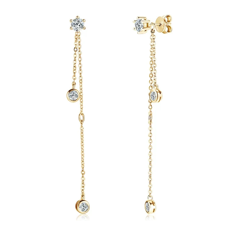 Moissanite Chain Tassel Earrings in Sterling Silver