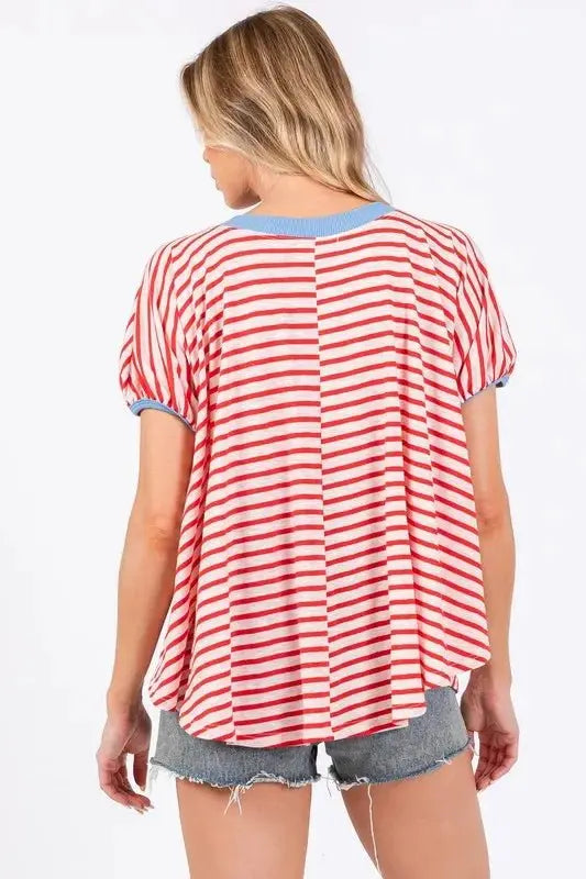 T-Shirts Trendsi Striped Tee Women's Casual Everyday T-Shirt Soft & Breathable