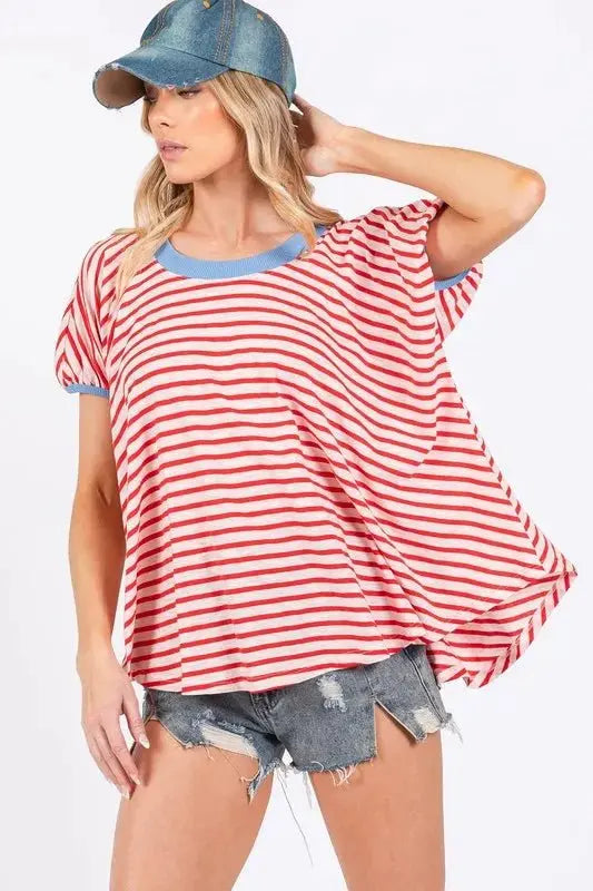 T-Shirts Trendsi Striped Tee Women's Casual Everyday T-Shirt Soft & Breathable