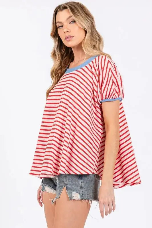 T-Shirts Trendsi Striped Tee Women's Casual Everyday T-Shirt Soft & Breathable