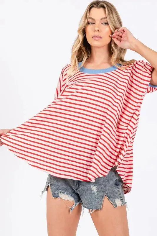 T-Shirts Trendsi Striped Tee Women's Casual Everyday T-Shirt Soft & Breathable