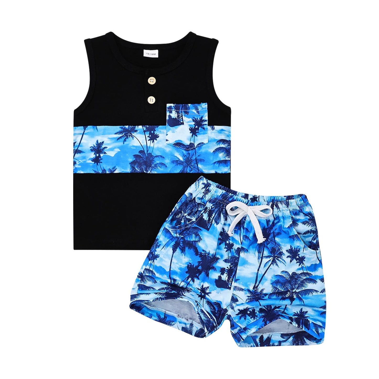 CETEPY Baby Boy Summer Tropical Beach Design Outfits Set | Blue | 2-3 Years old - # BOAA11310012