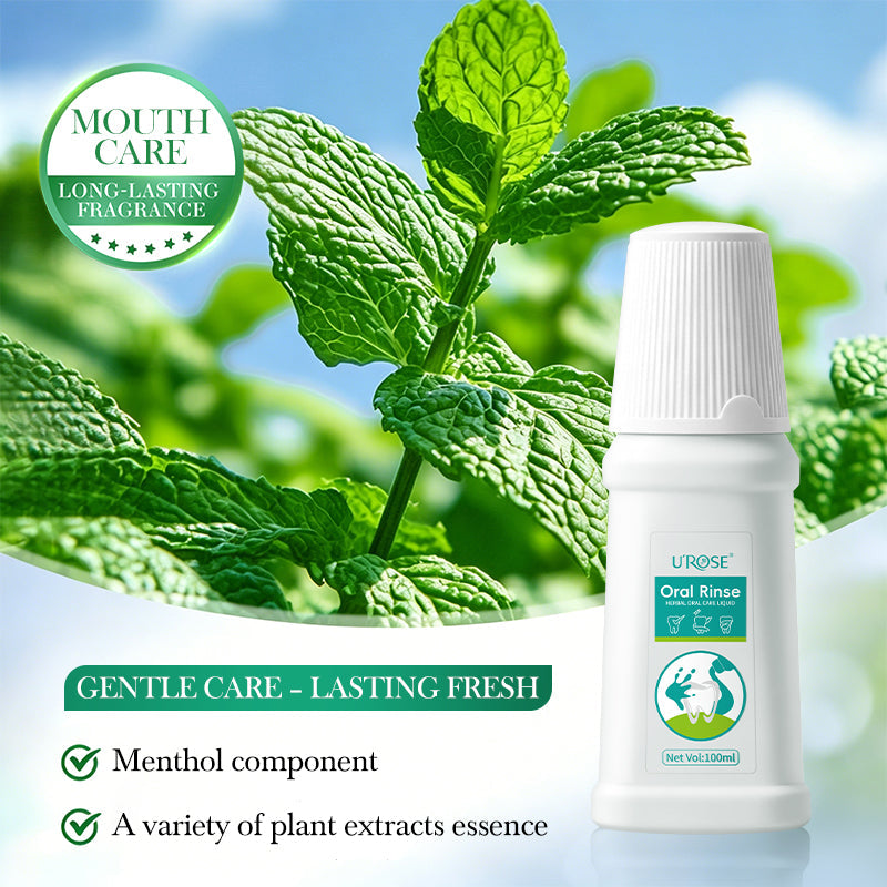 UROSE Herbal Oral Care Liquid Mouthwash With Botanical Herbs Fresh Breath Gentle Daily Oral Hygiene Care Rinse And Swish Daily Mint Flavor Formula 100ml