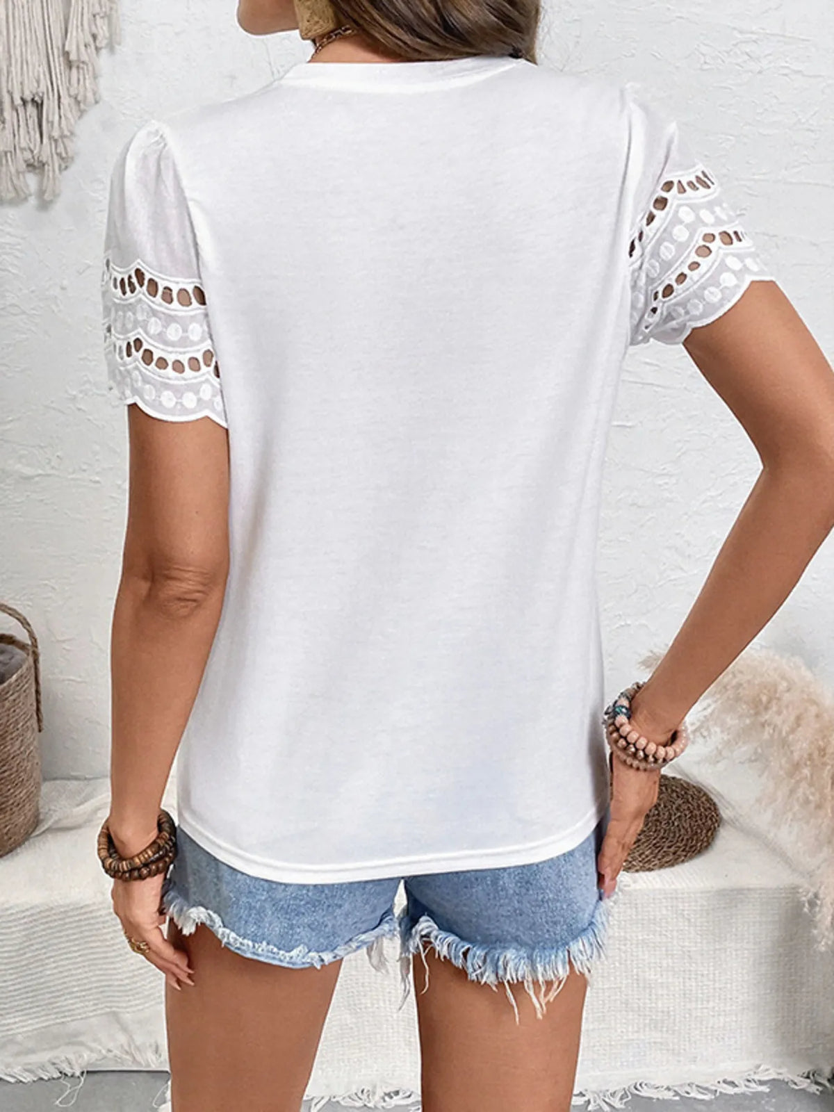 Hollow Out Short Sleeve Blouse
