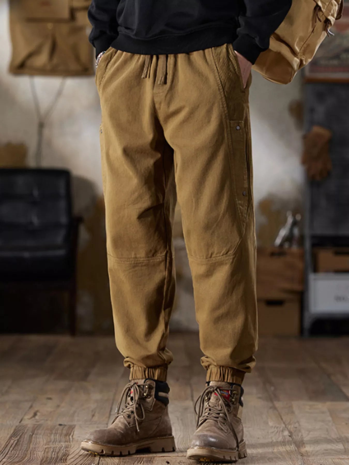 Pantalón Jogger Cargo Casual con Cordón Tallas Grandes para Hombre