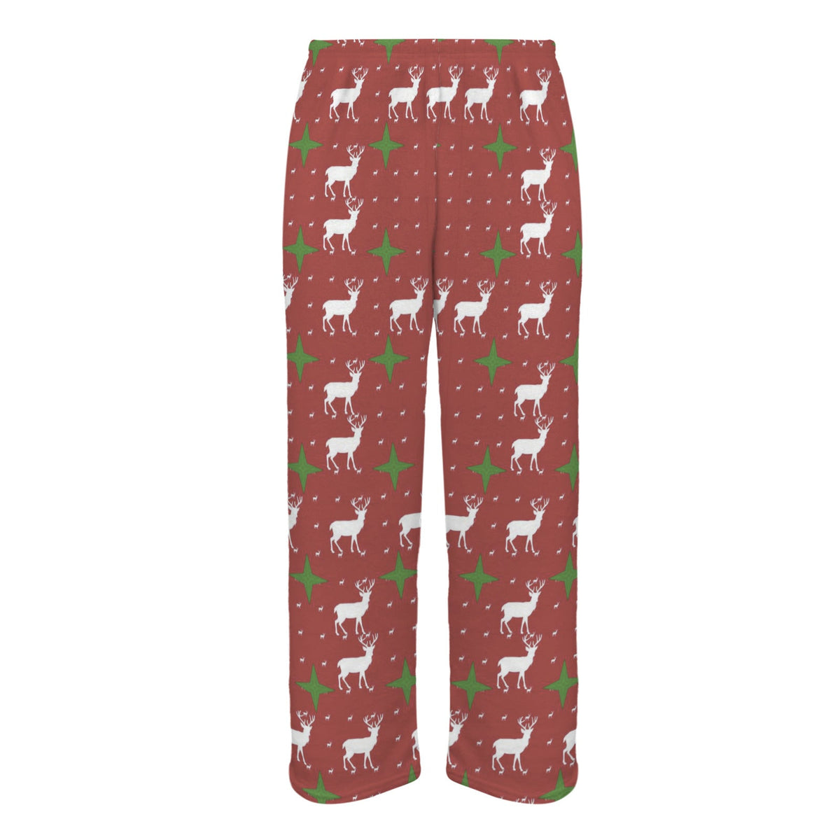 Red Christmas Deer Men's Flannel Pajama Trousers (Made in USA)