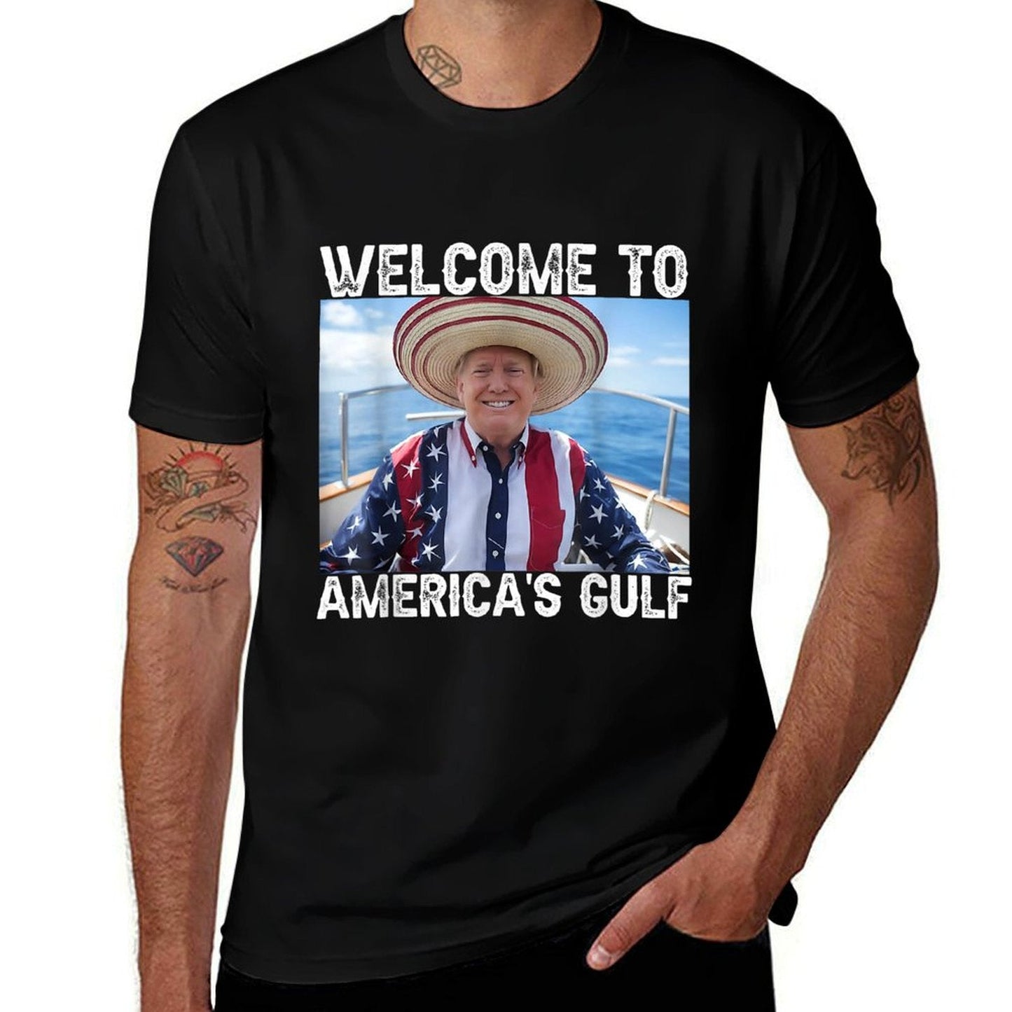 Gulf of USA America Funny USA Flag Moisture-wicking T-Shirt