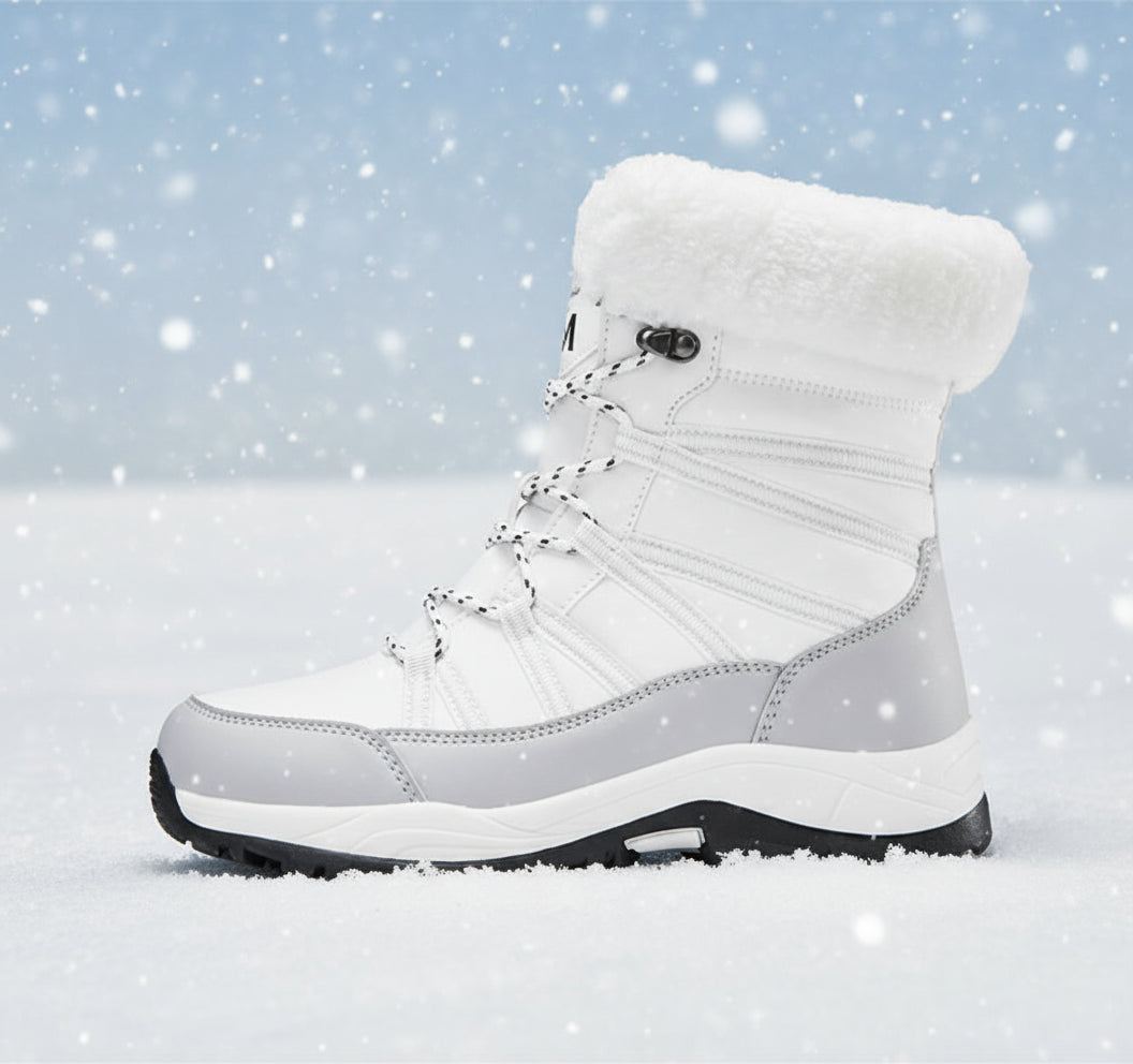 Botas de invierno para mujer, forradas de felpa, más gruesas, antideslizantes, acolchadas de algodón, para exteriores, de media caña