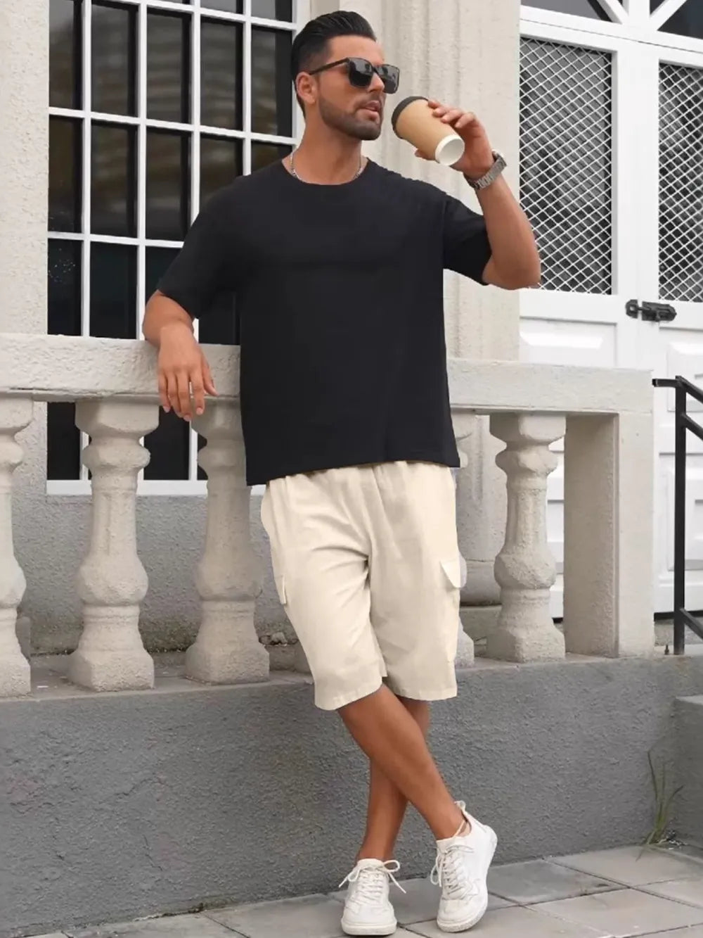 Men's Full Size Drawstring Shorts with Cargo Pockets Plus Size
