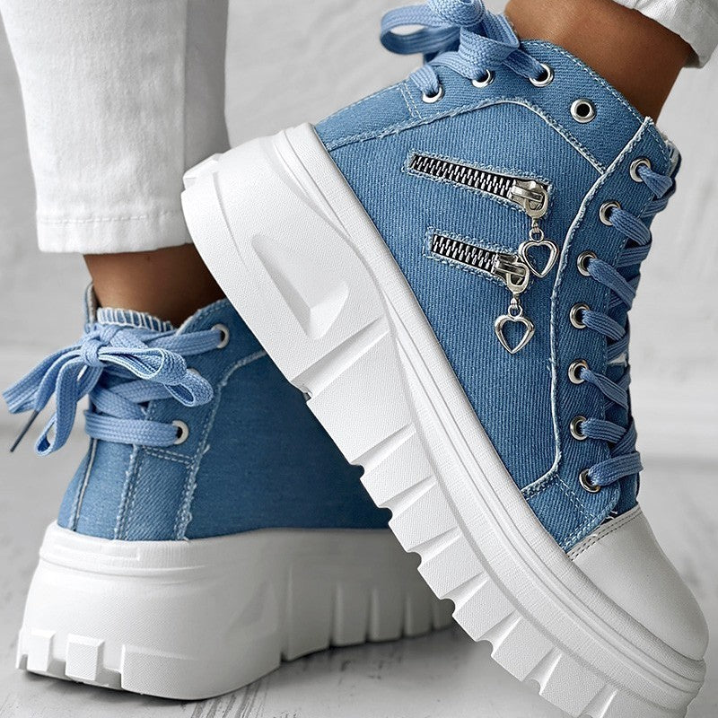 Zapatillas casuales de mujer Muffin con cremallera lateral y doble cordón