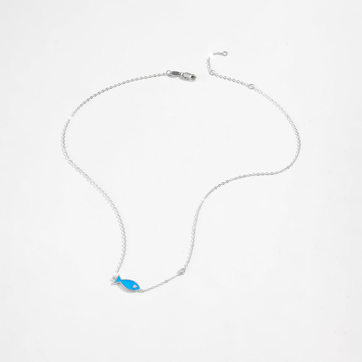 Diamond Fish Pendant S925 Silver Necklace