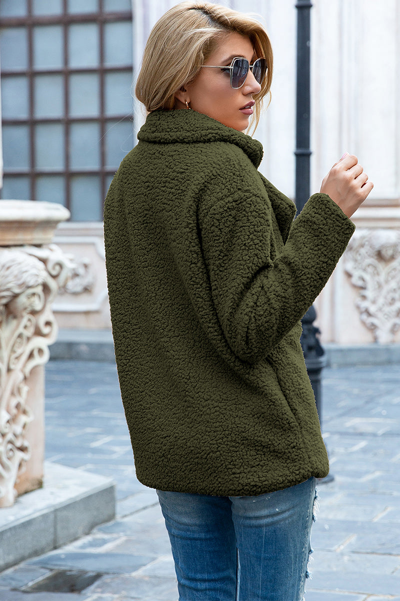 Abrigo de Sherpa con Cuello Solapa Completo Ivy Lane