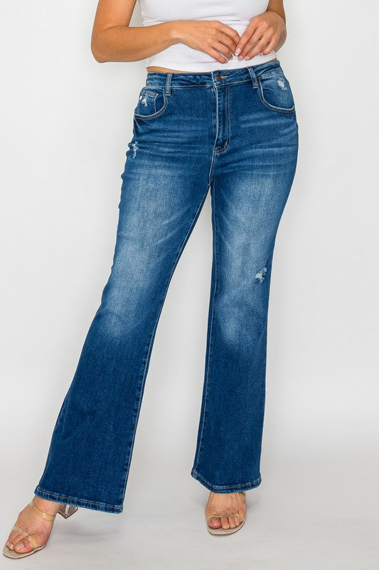 bytos Jeans Acampanados de Tiro Alto con Bolsillos