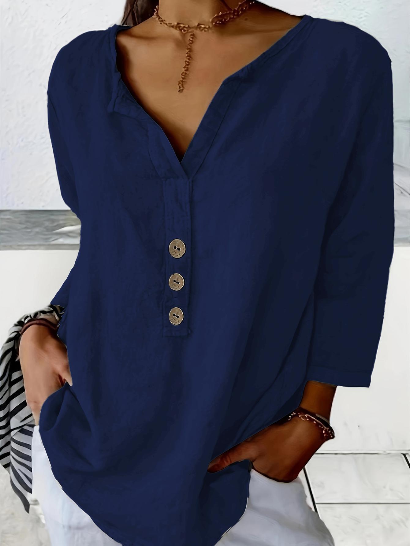 Camisa abotonada moderna con cuello con muescas – Un básico chic relajado