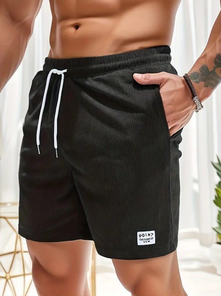 Pantalones cortos de cordón con cordones, pantalones cortos deportivos de pana para hombre, ropa de hombre