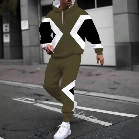 Traje de Sudadera con Capucha y Pantalones Largos Casuales de Moda para Hombre Combinable con Todo