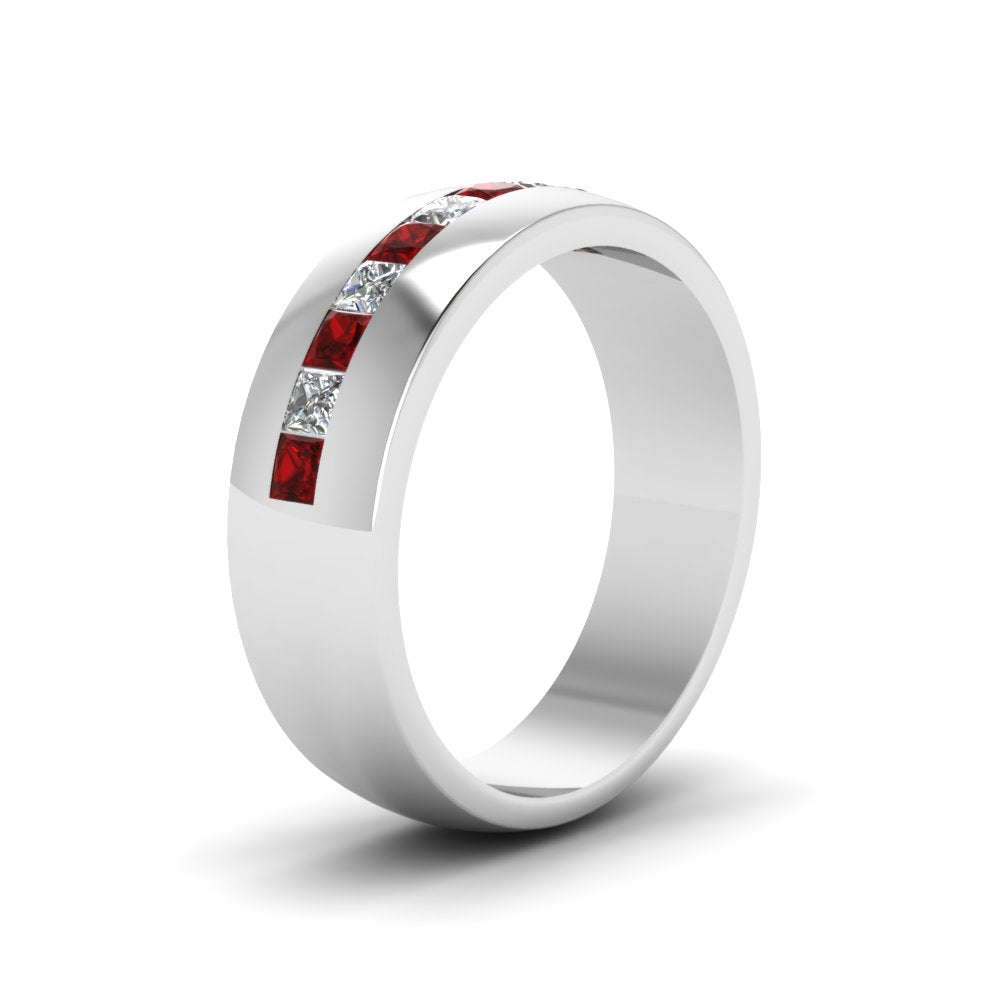 Mens Channel Set Square Wedding Ring