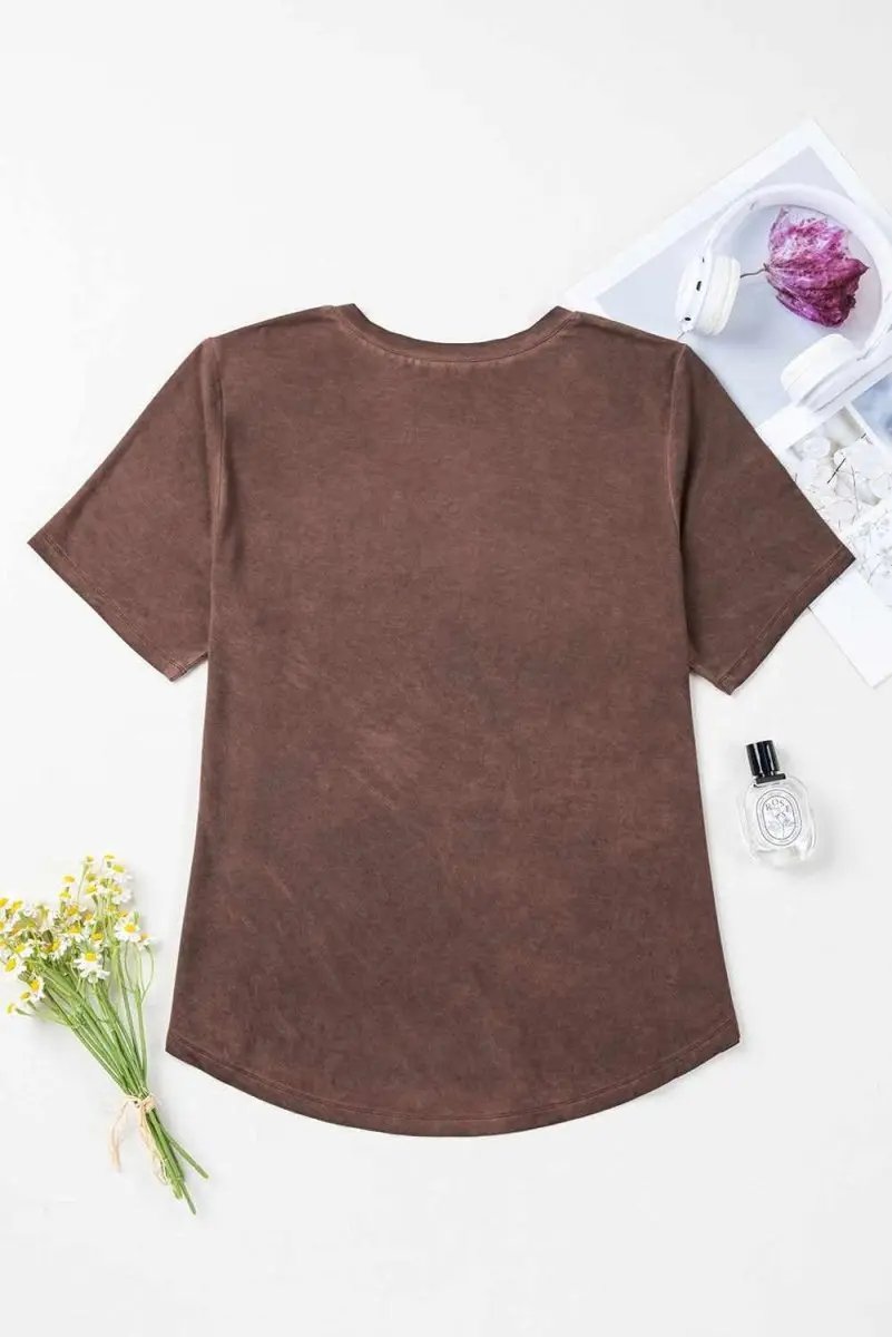 Women's V-Neck Tee Women's Tee - Mineral Wash Soft - Chestnut V-Neck Casual Top