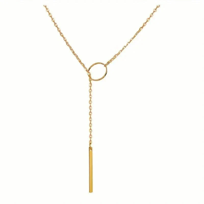 Chic Ethnic-Inspired Alloy Circle & Rod Pendant Necklace