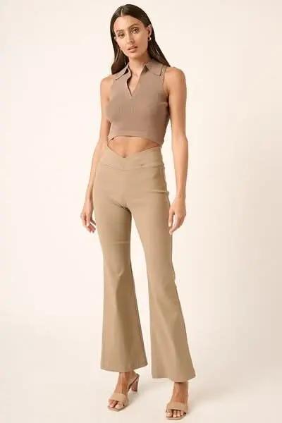 Trendsi Flare Pants Women's High Waist Casual Wide Leg Trousers Comfy
