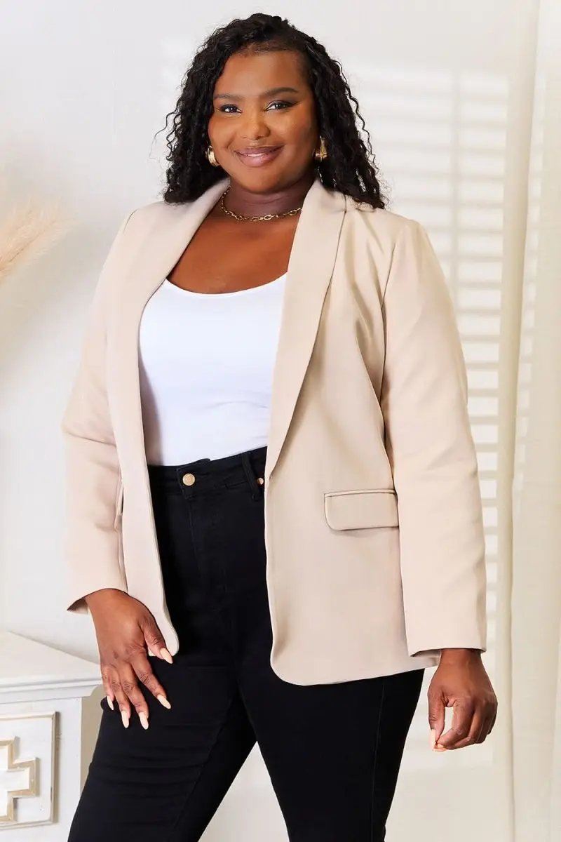 Jackets Trendsi Shawl Collar Blazer Women's Office/Date Night Chic Long Sleeve Outerwear - USA Shipped