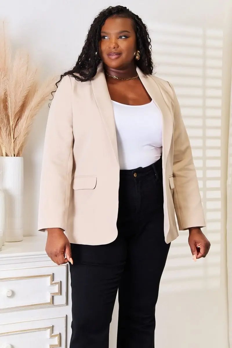 Jackets Trendsi Shawl Collar Blazer Women's Office/Date Night Chic Long Sleeve Outerwear - USA Shipped
