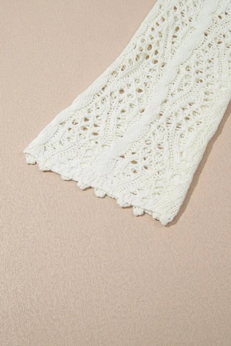 Sweaters Love Salve White Knit Hooded Cover-Up Women's Beach/Pool Casual Summer Style