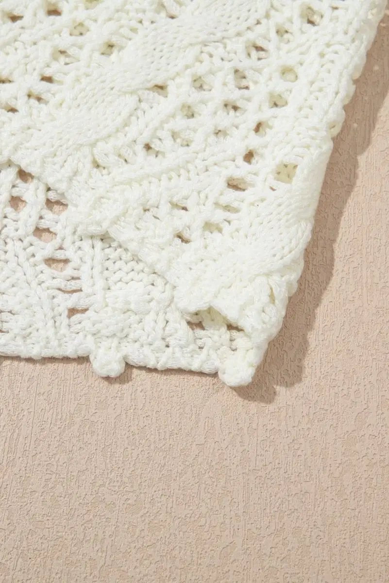Sweaters Love Salve White Knit Hooded Cover-Up Women's Beach/Pool Casual Summer Style