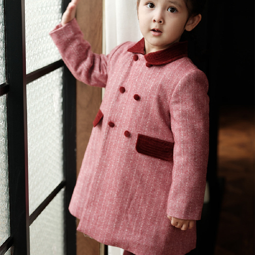 Children's Mid-Length Woolen Coat | For Girls - # GIAA21210041