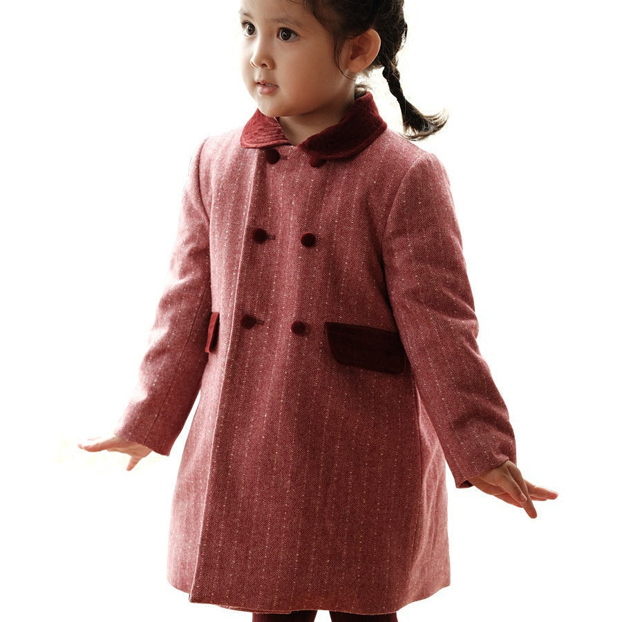 Children's Mid-Length Woolen Coat | For Girls - # GIAA21210041