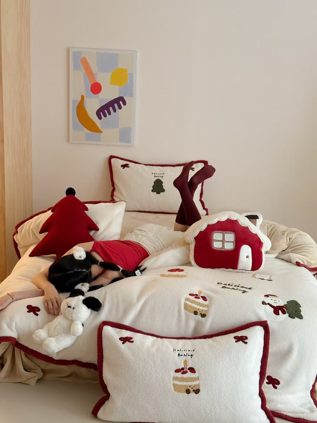 Red Bow Christmas Bedding Set