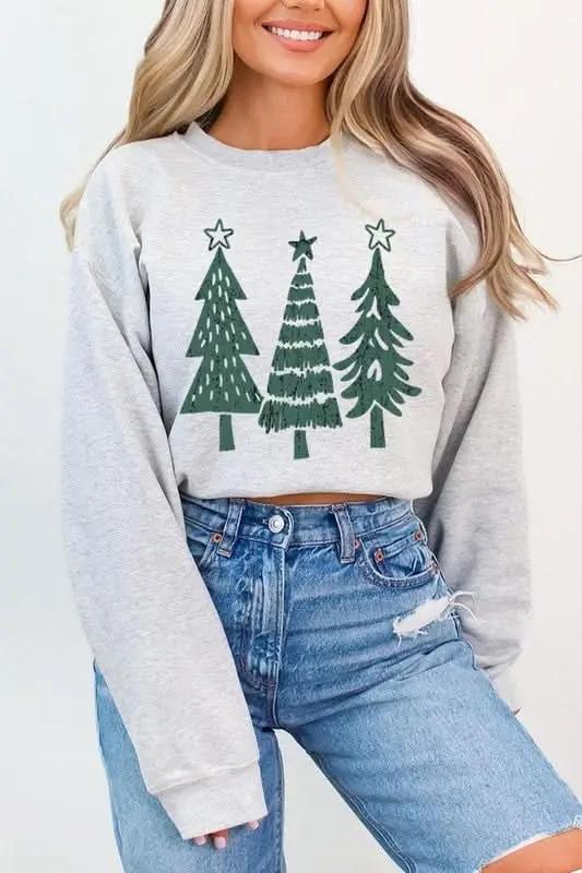 Jackets Color Bear Christmas Tree Graphic Unisex Fleece Sweatshirt Warm & Cozy