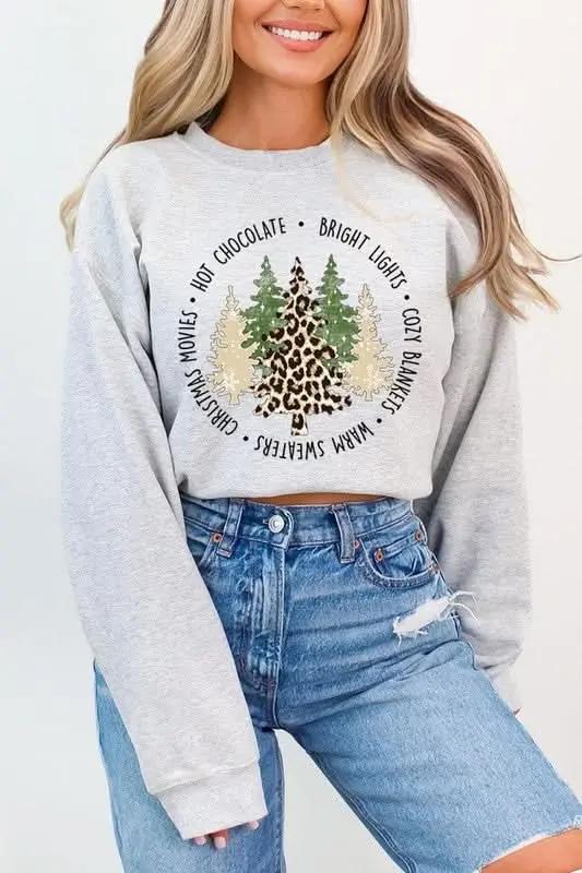 Jackets Color Bear Christmas Tree Graphic Unisex Fleece Sweatshirt Cozy & Trendy