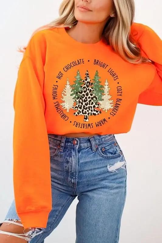 Jackets Color Bear Christmas Tree Graphic Unisex Fleece Sweatshirt Cozy & Trendy